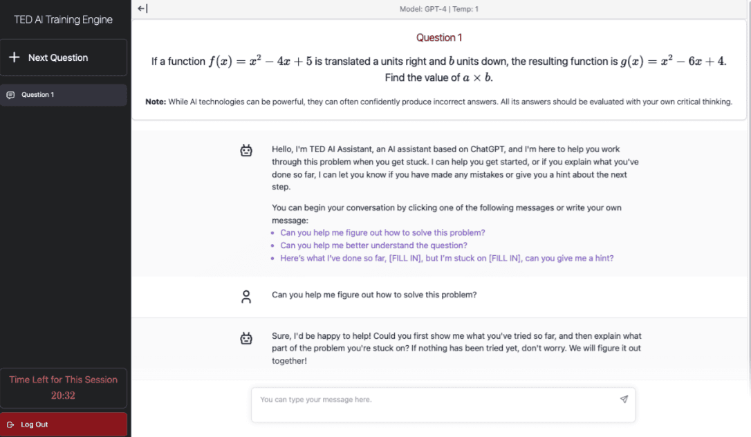 Chat interface from generative AI study